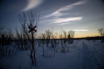 Polar stratospheric cloud, also known as nacreous clouds from nacre, or mother of pearl, due to its...