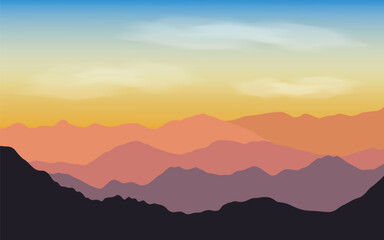 silhouettes of panoramic mountains view landscape	
