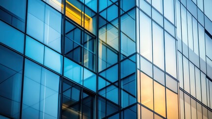 Modern Glass Building Facade at Dusk