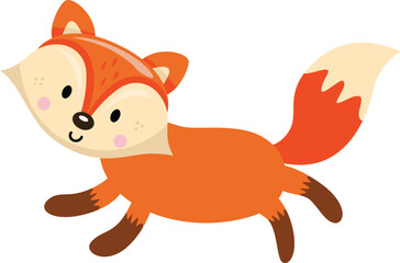 Cute and happy fox jumping