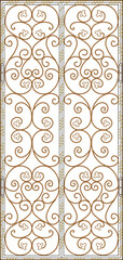 vector sketch illustration of the silhouette of a classic vintage European ethnic iron gate gate design.eps