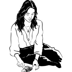 Relaxed Young Woman Reading a Book