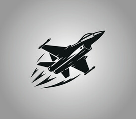 Fighter jet logo design. Fighters and bombers. War plane. Military aircrafts silhouette logo vector