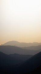 Silhouette of mountains in the setting rays of the sun, Peloponnese, Greece