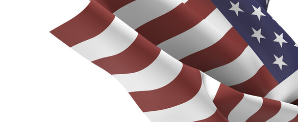 Obraz premium Waving American Flag Isolated on White