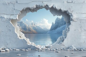 distinctive hole in a clean white wall offering a glimpse into a hidden world beyond symbolizing potential and the idea of breaking through barriers