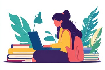 girl studying with a remote tutor via laptop illustrating the convenience and engagement of online learning from a home setting