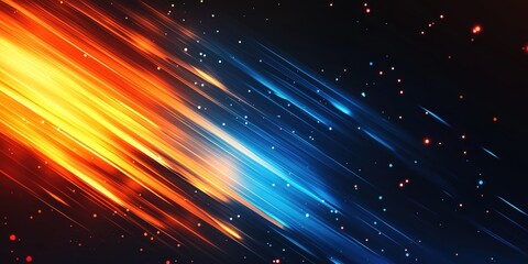 Obraz premium Abstract Blue and Orange Stripe Light, Futuristic Motion Blur Technology Concept with Fast Forward Timeline Background