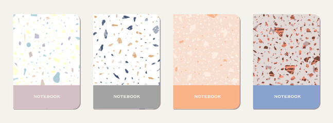 School diary cover design. Terrazzo abstract