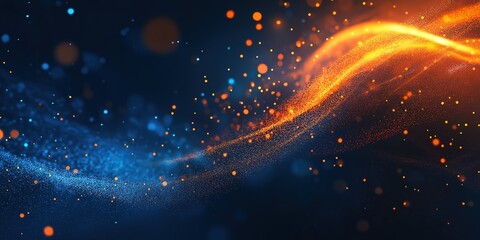 Abstract Blue and Orange Stripe Light, Futuristic Motion Blur Technology Concept with Fast Forward Timeline Background