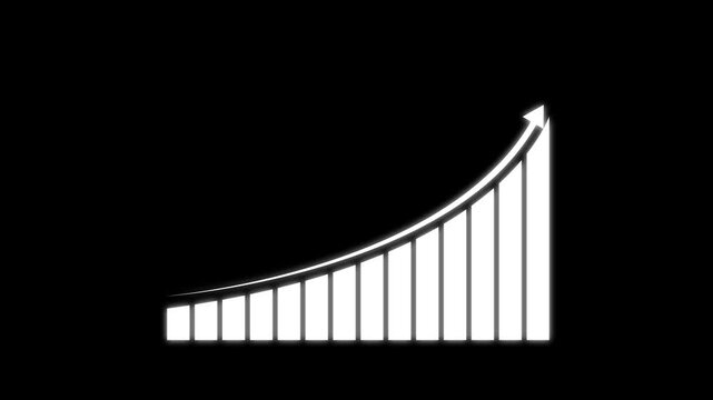 Abstract glowing business graph chart animation. graph chart showing marketing sales profit target growth in future. Growing business ideas. Growing business graph icon. on a black background.