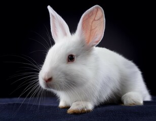 Obraz premium white rabbit against dark background