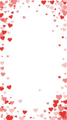 Red hearts scattered on white background.