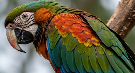Fototapeta premium A Vibrant Green And Orange Macaw Bird