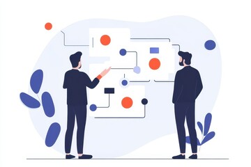 incident management process depicted with a businessman examining a digital communication icon focusing on solutions and process improvement in a business context