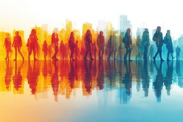 dynamic vector silhouettes of diverse people engaged in various activities creating a powerful visual narrative of community movement and life in a modern world