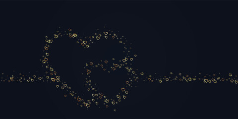 Gold hearts scattered on black background.
