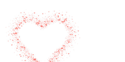 Red hearts scattered on white background.