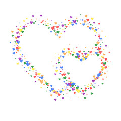 Rainbow colored scattered hearts. LGBT valentine