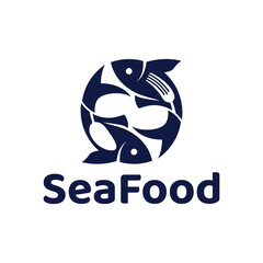 Seafood, fish restaurant logo design illustration