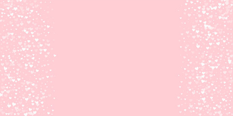 White hearts scattered on pink background.