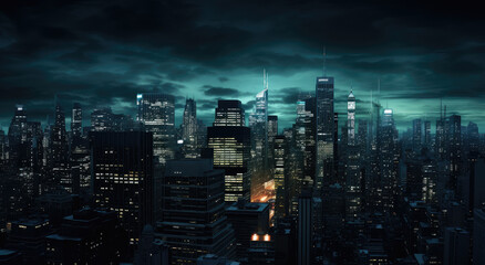 Obraz premium Mysterious Metropolis: City Lights at Nightfall