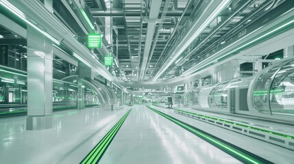 Obraz premium Futuristic Indian Recycling Plant with Automated Sorting Systems and Luminous Glass Walls in Ultra Clear Resolution Cinematic Image