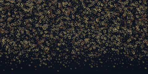 Gold hearts scattered on black background.