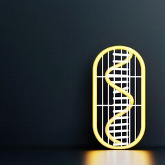 Neon light design featuring a spiral pattern on a dark background.