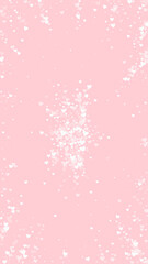 White hearts scattered on pink background.