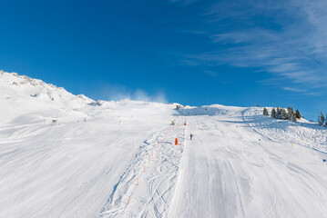Winter mountain ski resort landscape