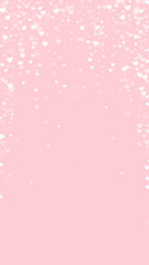 White hearts scattered on pink background.