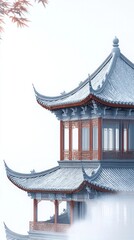 Majestic Chinese Pavilion Reflected in Tranquil Lake Surrounded by Nature  Serene and Peaceful Architectural Landmark of Traditional Oriental Culture and Heritage