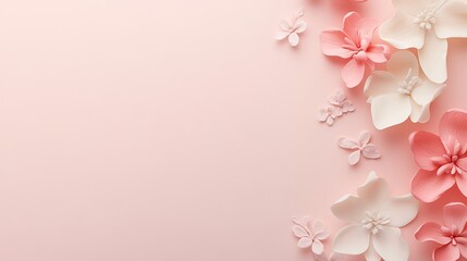 Naklejka premium Pastel Flowers Arranged on Pink Background