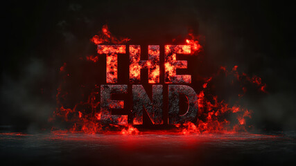 Chilling Finale Depicted With Haunting Red Flames Engulfing Ominous Text Signaling an Eerie Conclusion to a Horror Tale