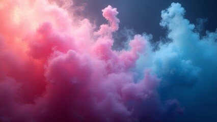 Fototapeta premium Ethereal Nebulae of Rose and Azure, A Swirling Symphony of Pastel Clouds Against a Deep Twilight Sky, Evoking Dreams and the Vastness of Space