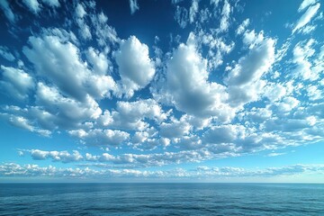 Obraz premium expansive blue sky dotted with fluffy white clouds creating a peaceful and uplifting atmosphere perfect for evoking feelings of freedom and tranquility