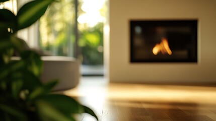 Cozy Fireplace and Sunlight in Modern Home