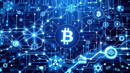 Bitcoin Cryptocurrency Digital Network Technology Abstract
