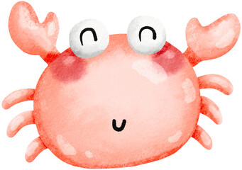 Hand drawn cute Crab cartoon for summer.