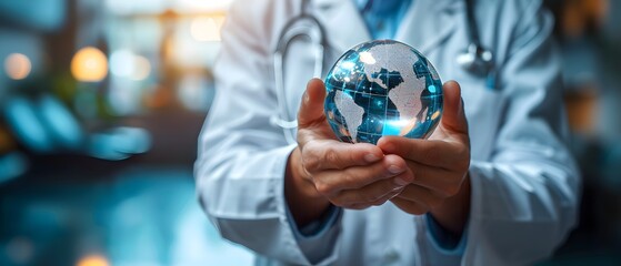 A doctor holding a globe in his hand
