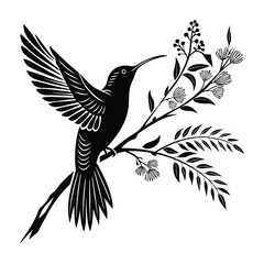 Hummingbird silhouette on a white background