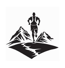 Trail Running Mountain design logo vector isolated on white background.