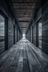 Dark Wooden Corridor - Modern Architecture