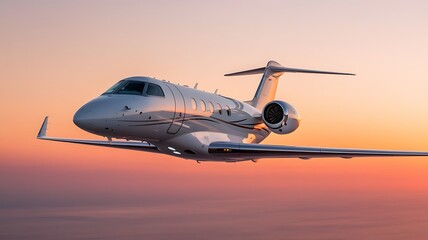 Obraz premium A sleek private jet soaring at sunset, embodying luxury and freedom