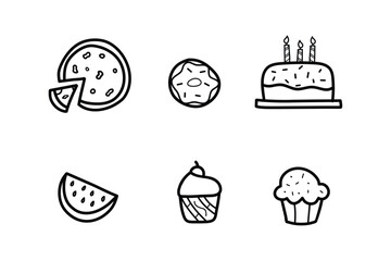Hand-Drawn Doodle Collection of Assorted Food Items