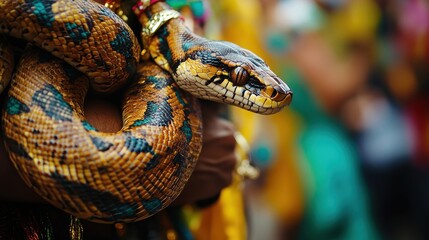 Fototapeta premium Detailed Close-Up of a Beautiful Snake Tattoo