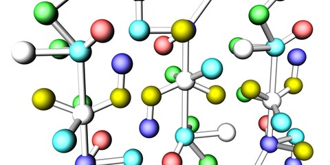 Detailed Molecular Diagram Featuring Color-Coded Atom Structure in a Scientific Style