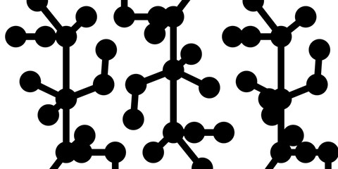 Abstract Illustration Depicting Molecular Structures in Black Against White Background