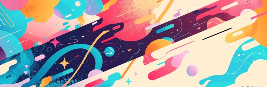 nirmana Abstract flat color handrawn doodle geometric shapes background